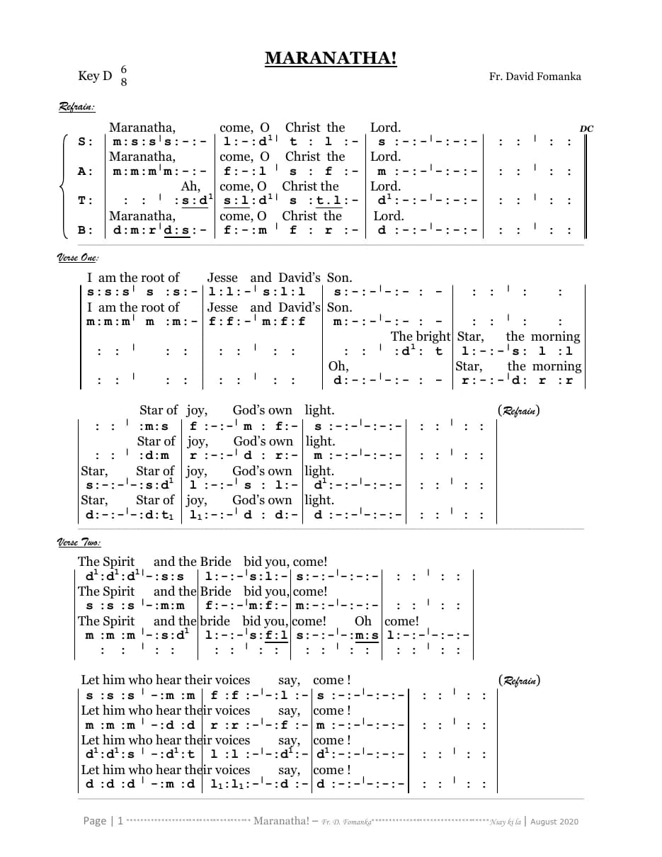 Maranatha — first page
