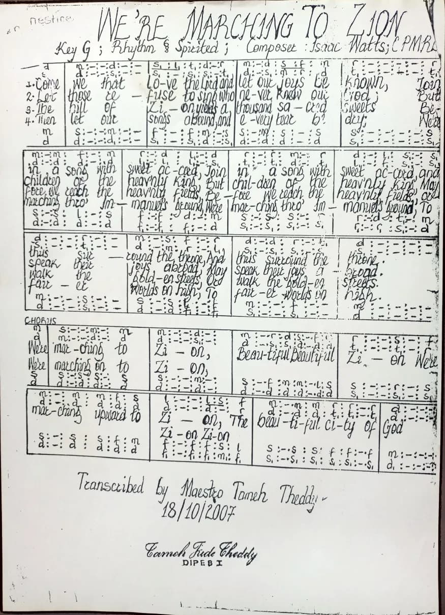 Marching to Zion — first page