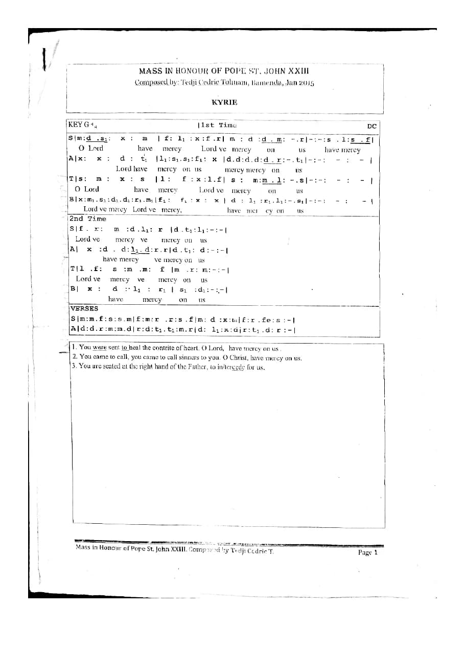 Mass in Honor of Pope St John Paul Xxiii — first page