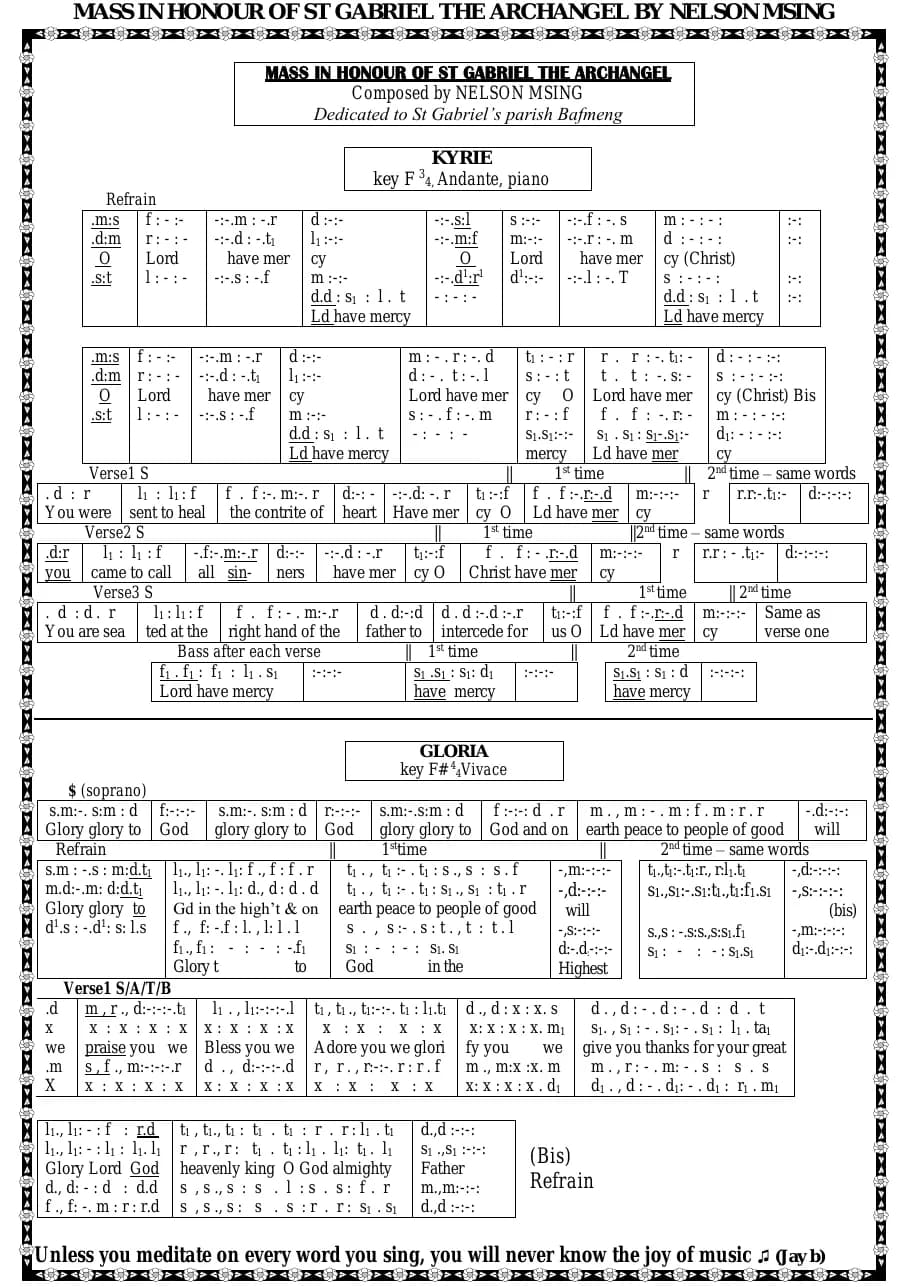 Mass in Honour of St Gabriel the Archangel Br. Msing — first page