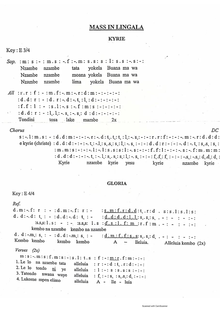 Mass in Lingala — first page