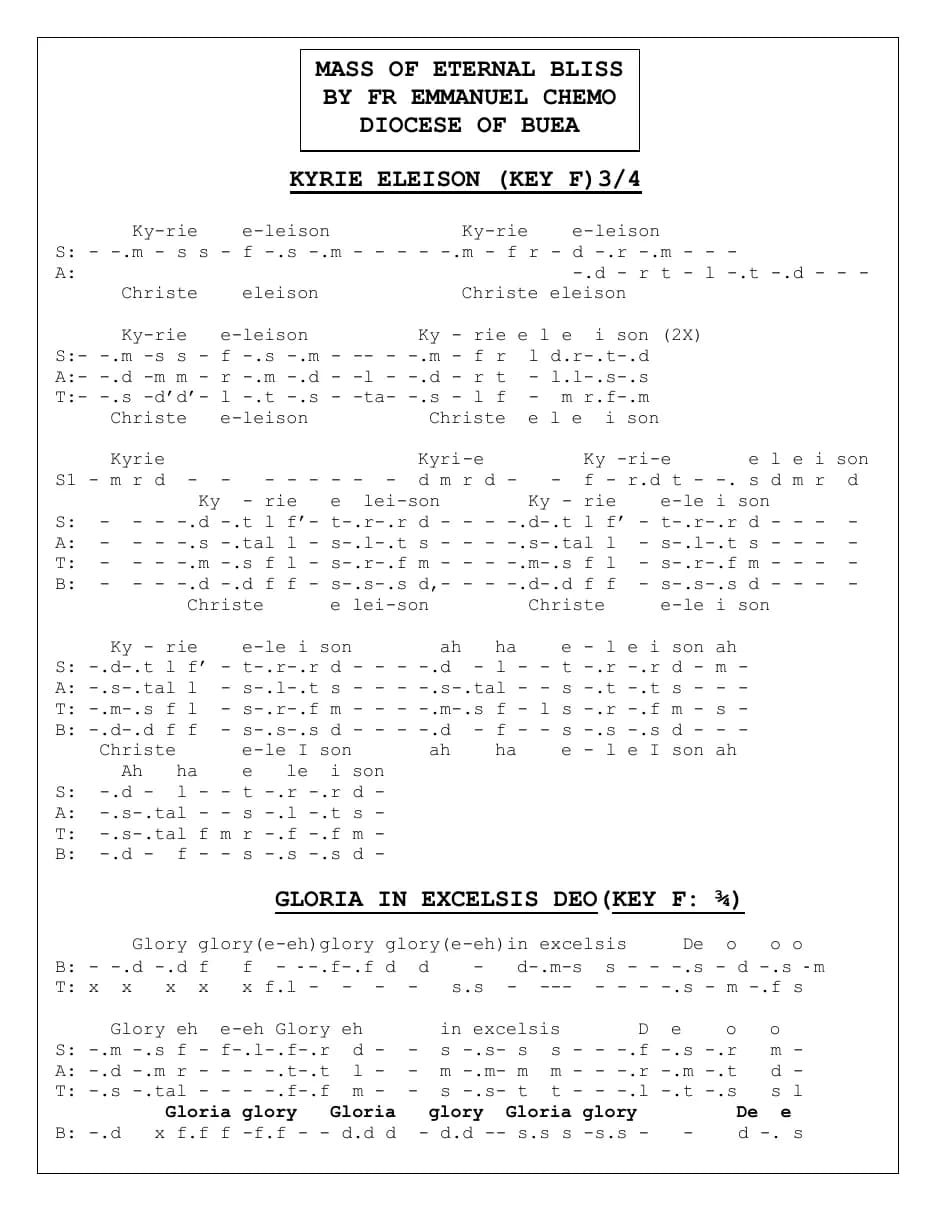Mass of Eternal Bliss — first page