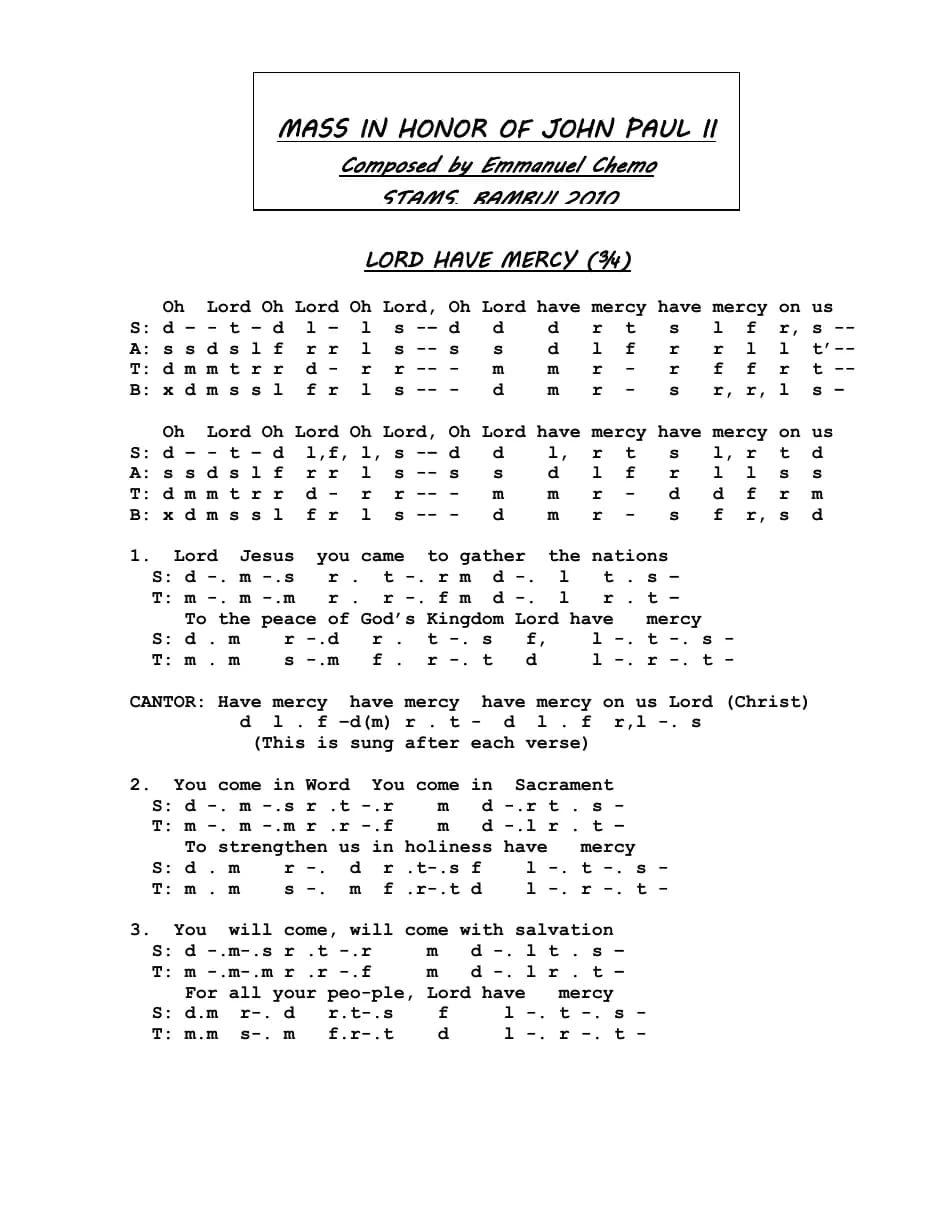 Mass of John Paul Ii — first page