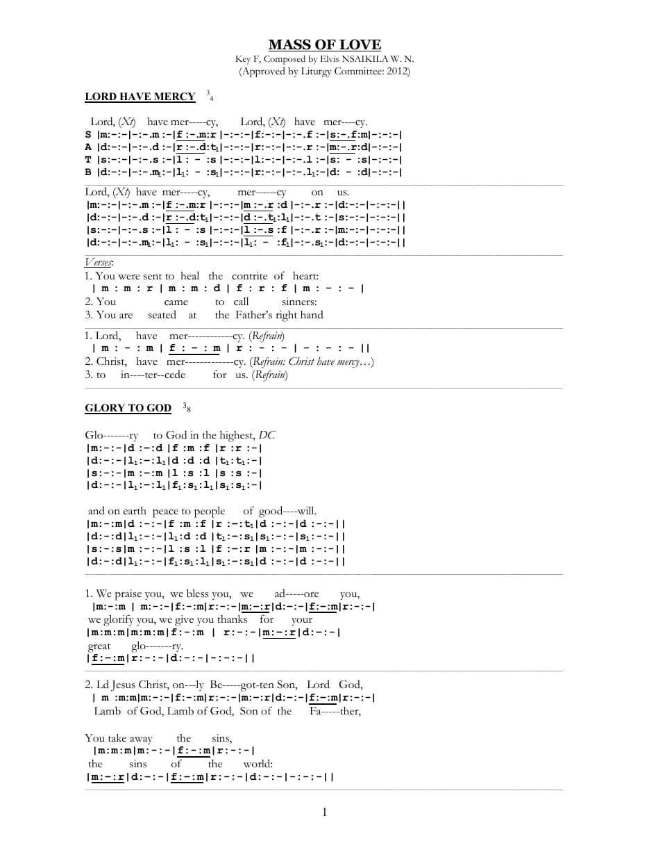 Mass of Love — first page
