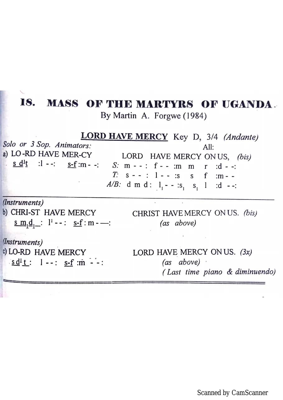 Mass of Martyrs of Uganda Old Version — first page