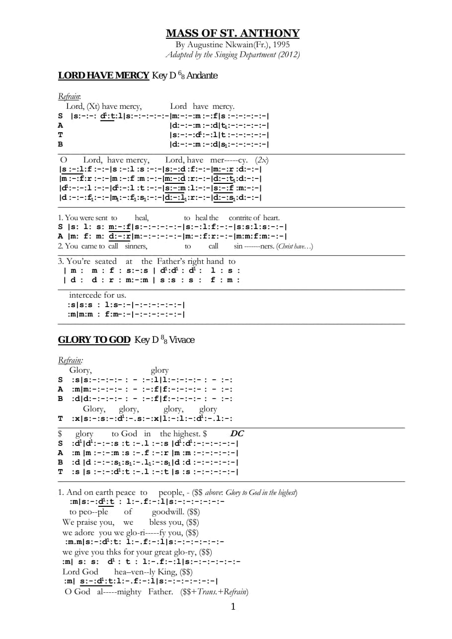 Mass of Saint Anthony — first page