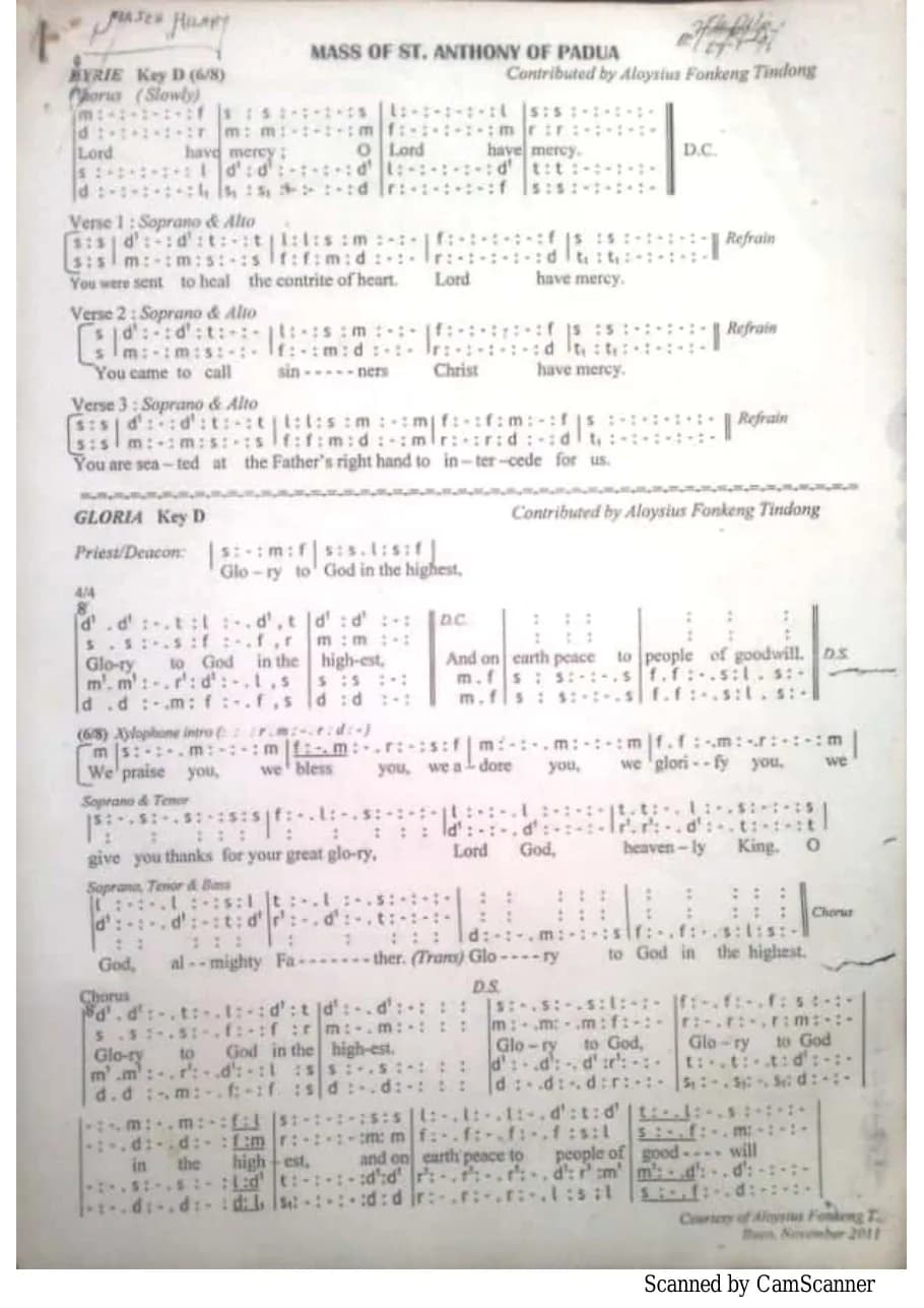 Mass of Saint Anthony of Padua Contributed — first page