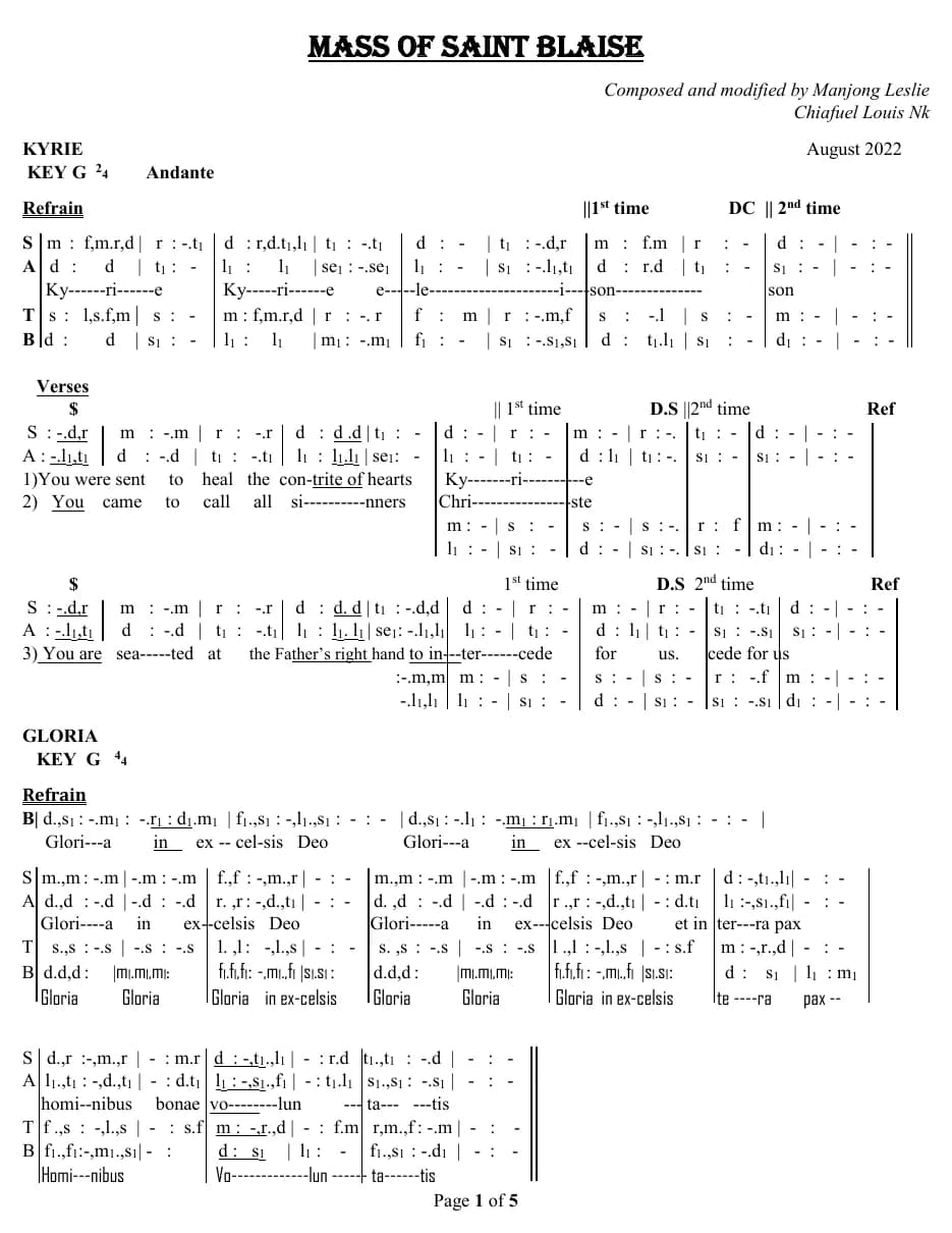 Mass of Saint Blaise - Updated — first page