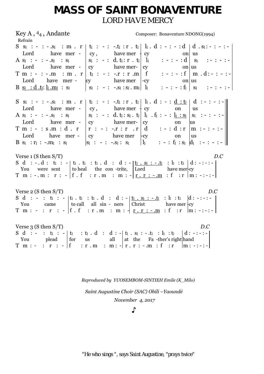 Mass of Saint Bonaventure — first page