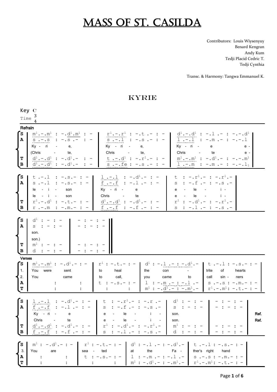 Mass of Saint Casilda — first page