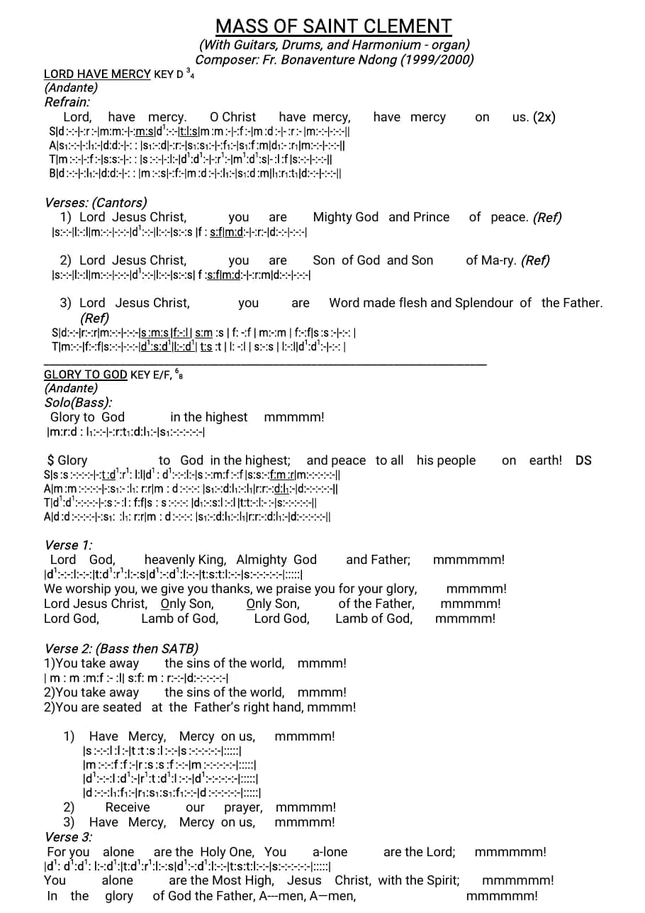 Mass of Saint Clement — first page