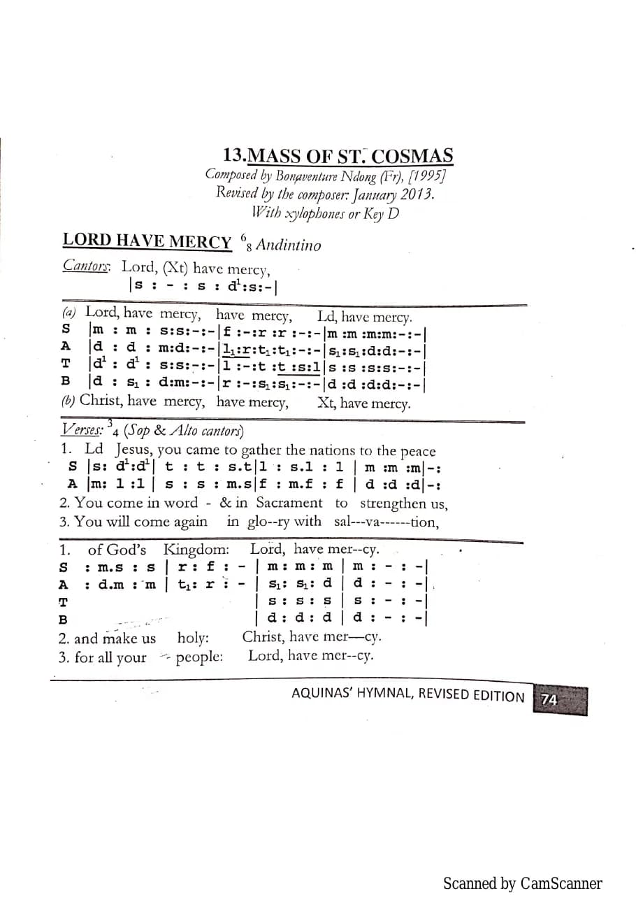 Mass of Saint Cosmas - Updated — first page