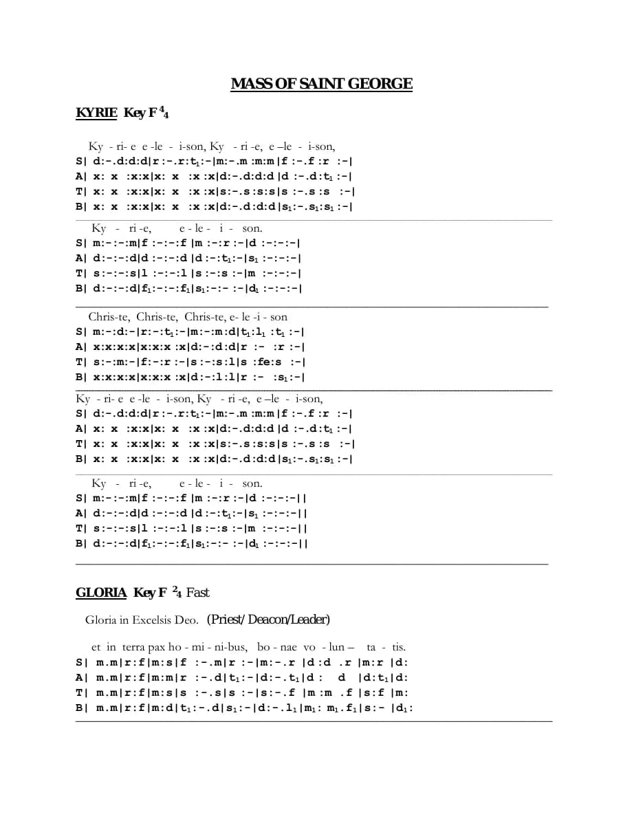 Mass of Saint George — first page