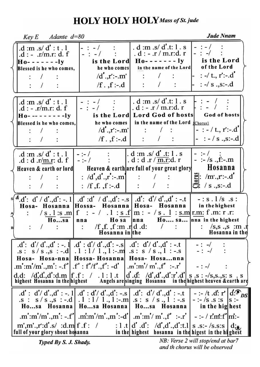 Mass of Saint Jude - Holy Holy Holy — first page