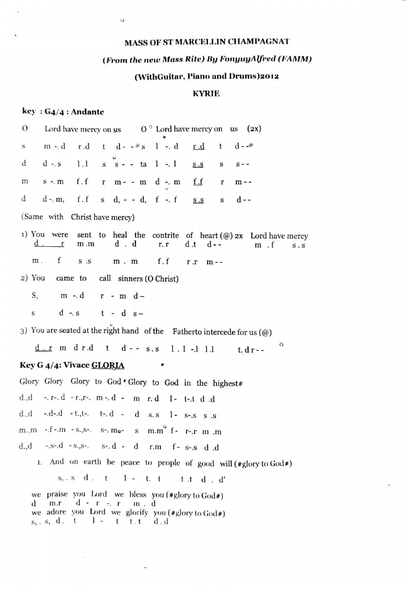 Mass of Saint Marcellin Champagnat — first page