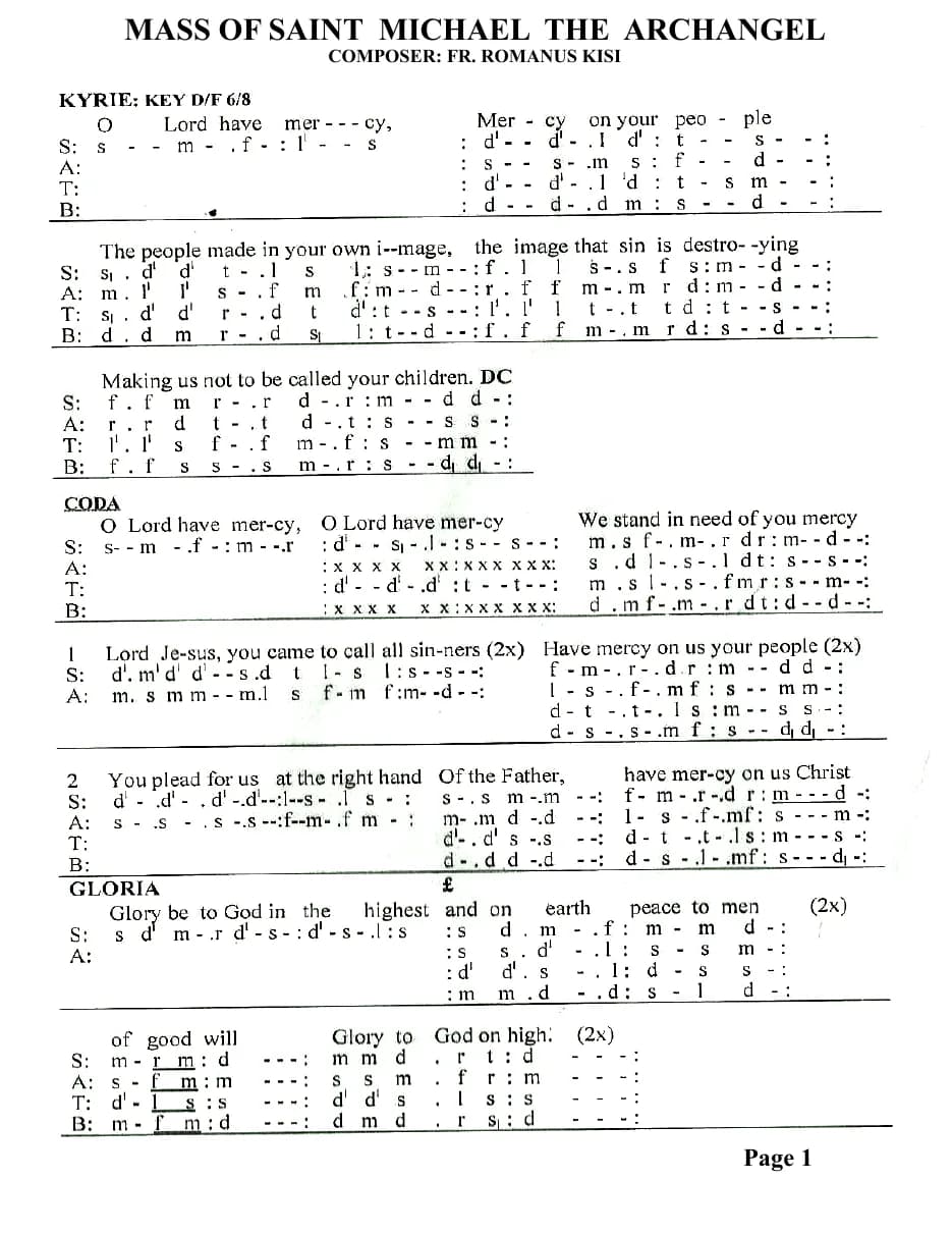 Mass of Saint Michael the Archangel — first page