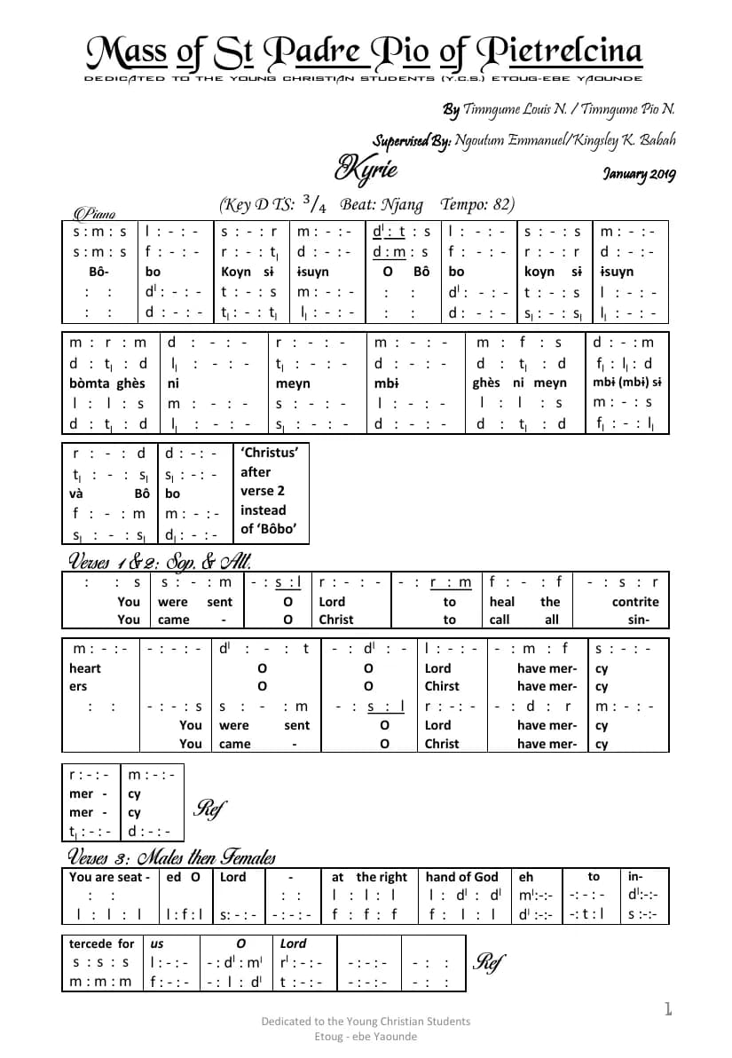Mass of Saint Padre Pio of Pietrelcina — first page