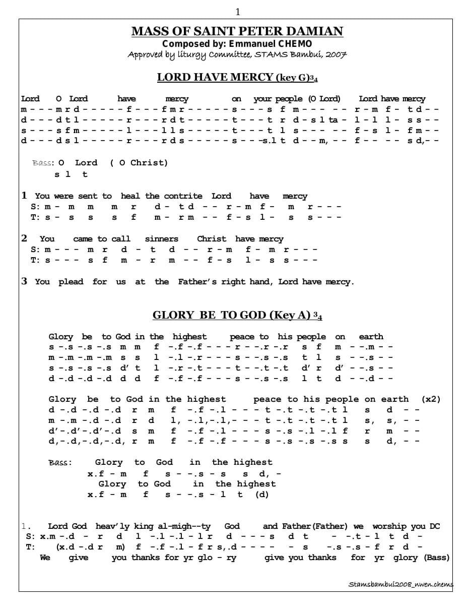 Mass of Saint Peter Damian — first page