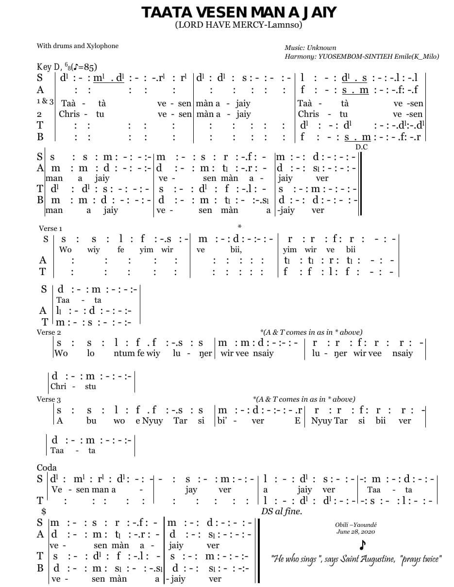 Mass of Saint Pita Clavier - Lamnso — first page
