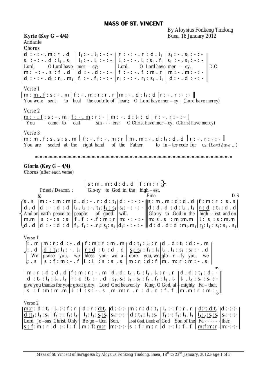 Mass of Saint Vincent of Saragossa — first page