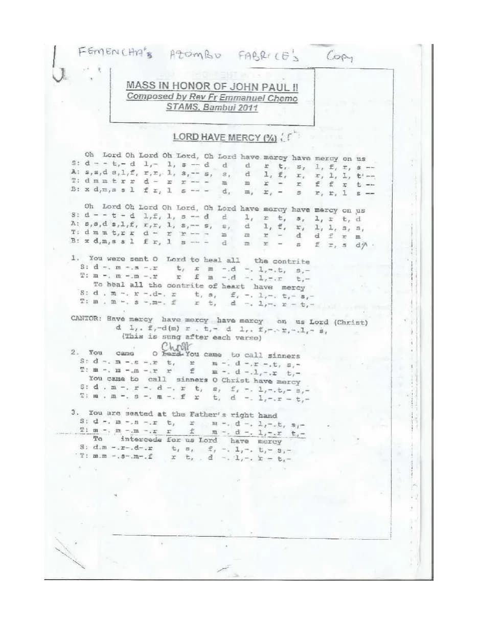 Mass of St. John Paul Ii — first page