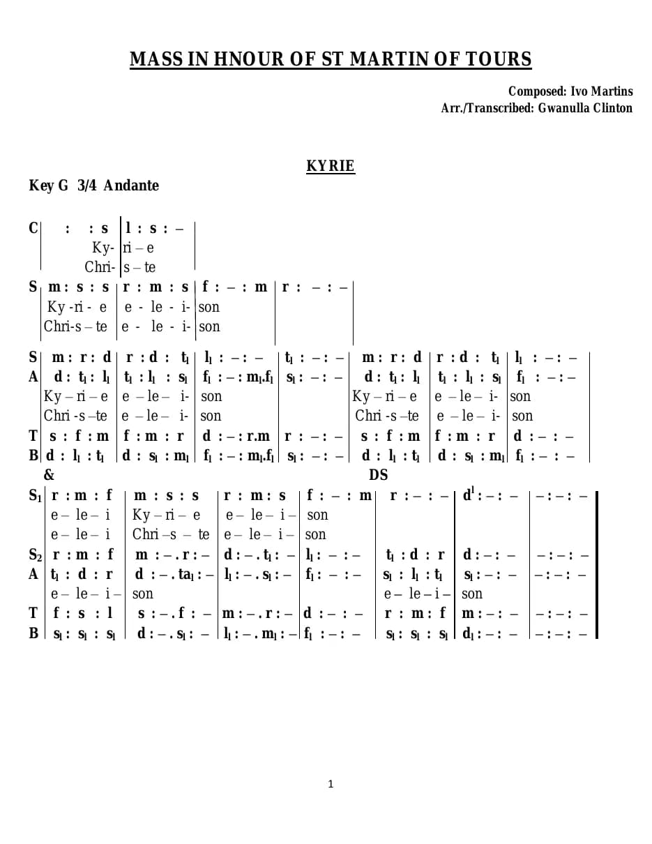 Mass of St. Martin of Tours — first page