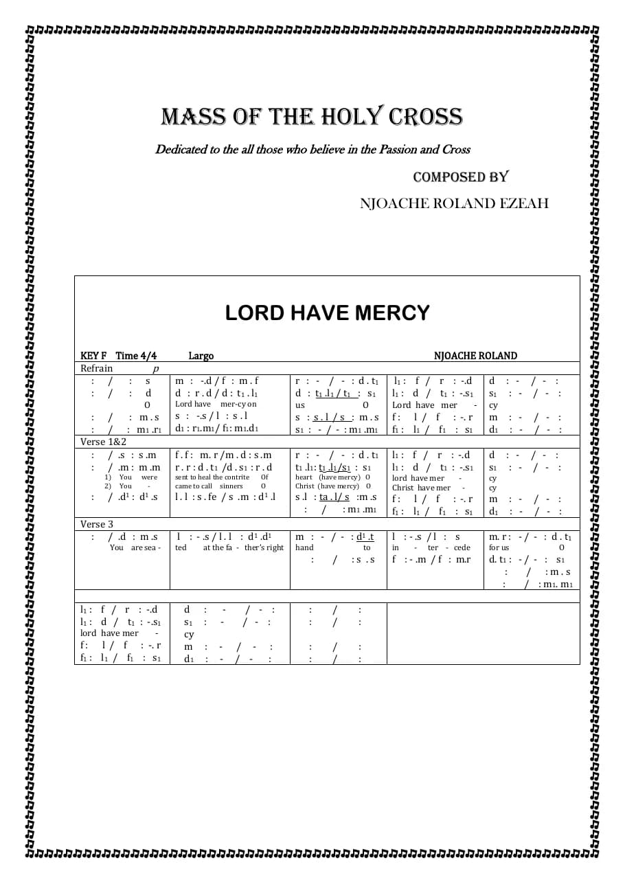 Mass of the Holy Cross — first page