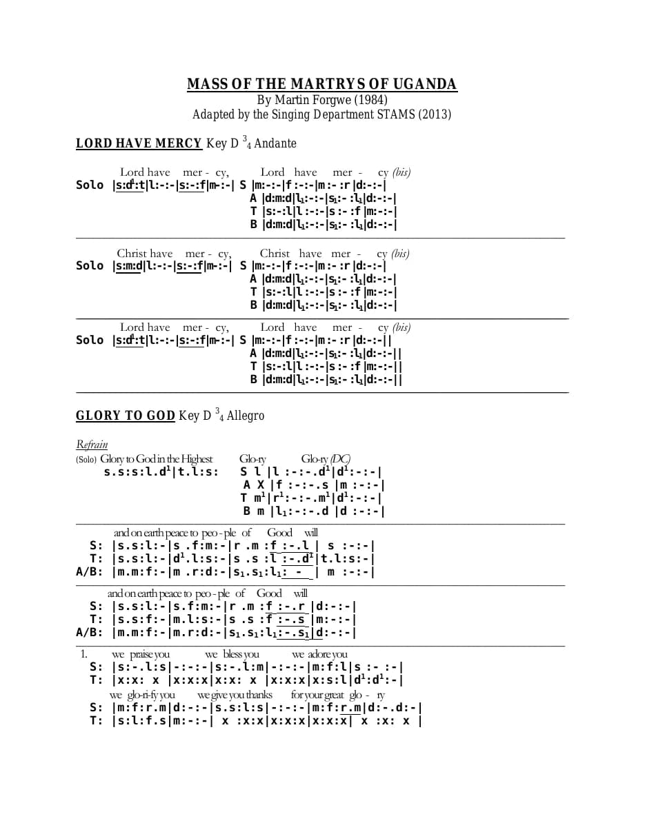 Mass of the Martyrs of Uganda — first page