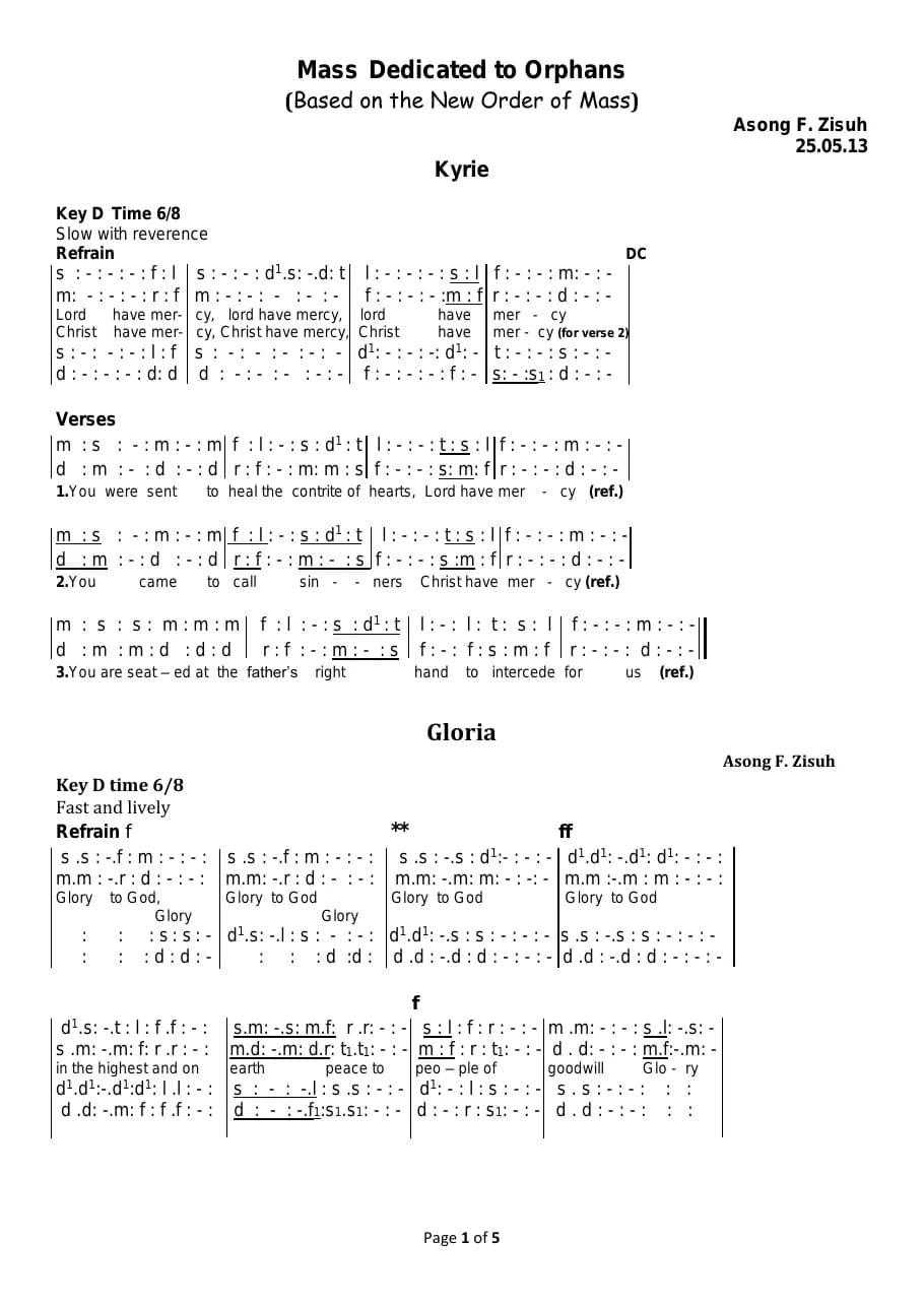 Mass of the Orphans — first page