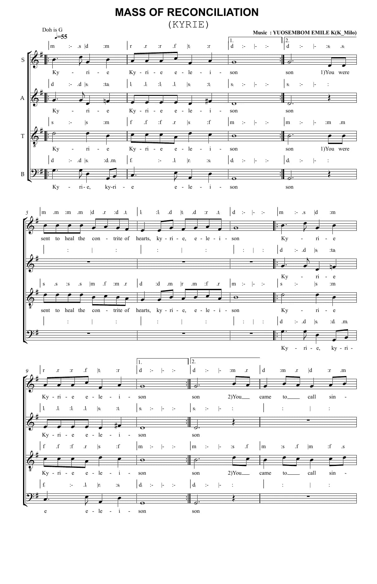 Mass of the Reconcilliation V — first page