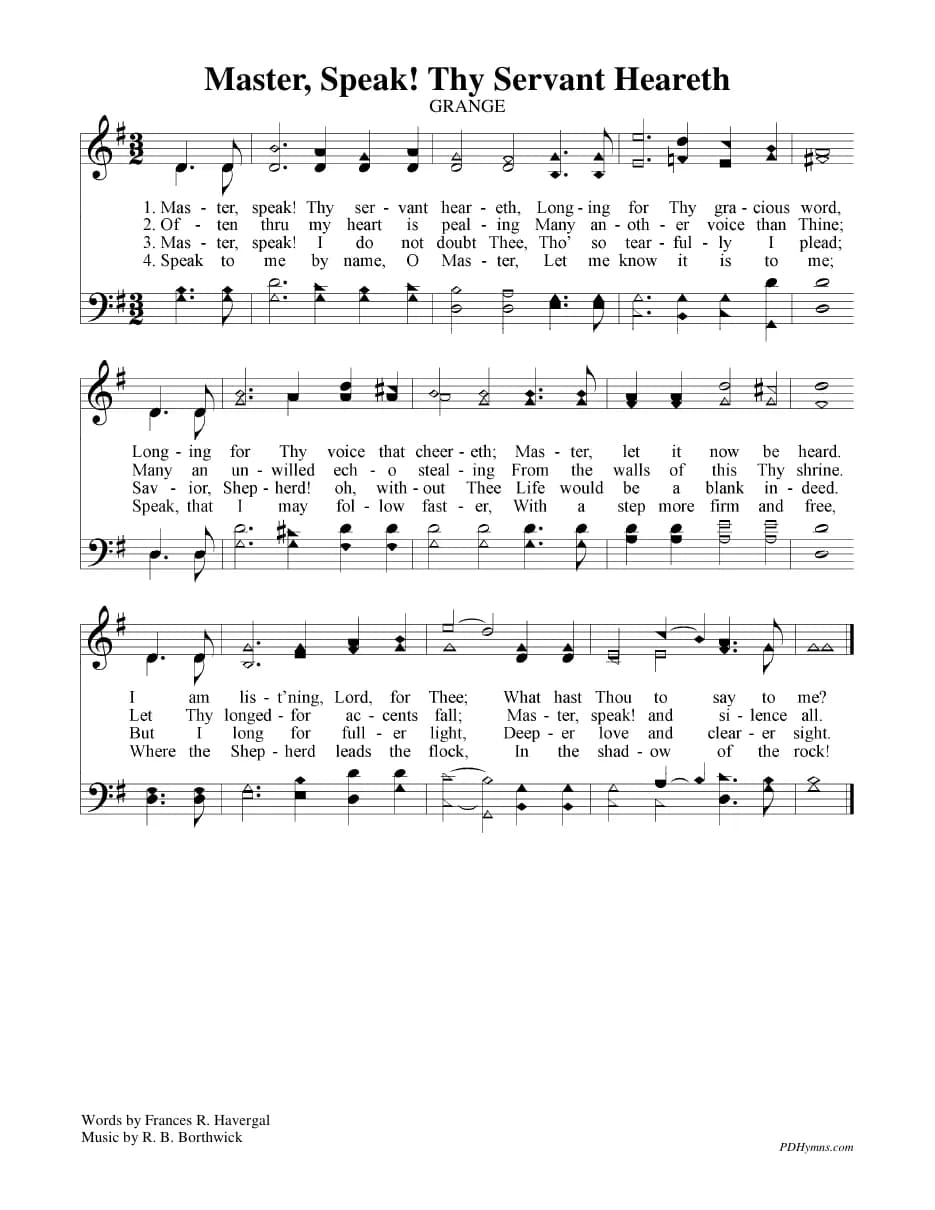 Master Speak Thy Servant Heareth — first page