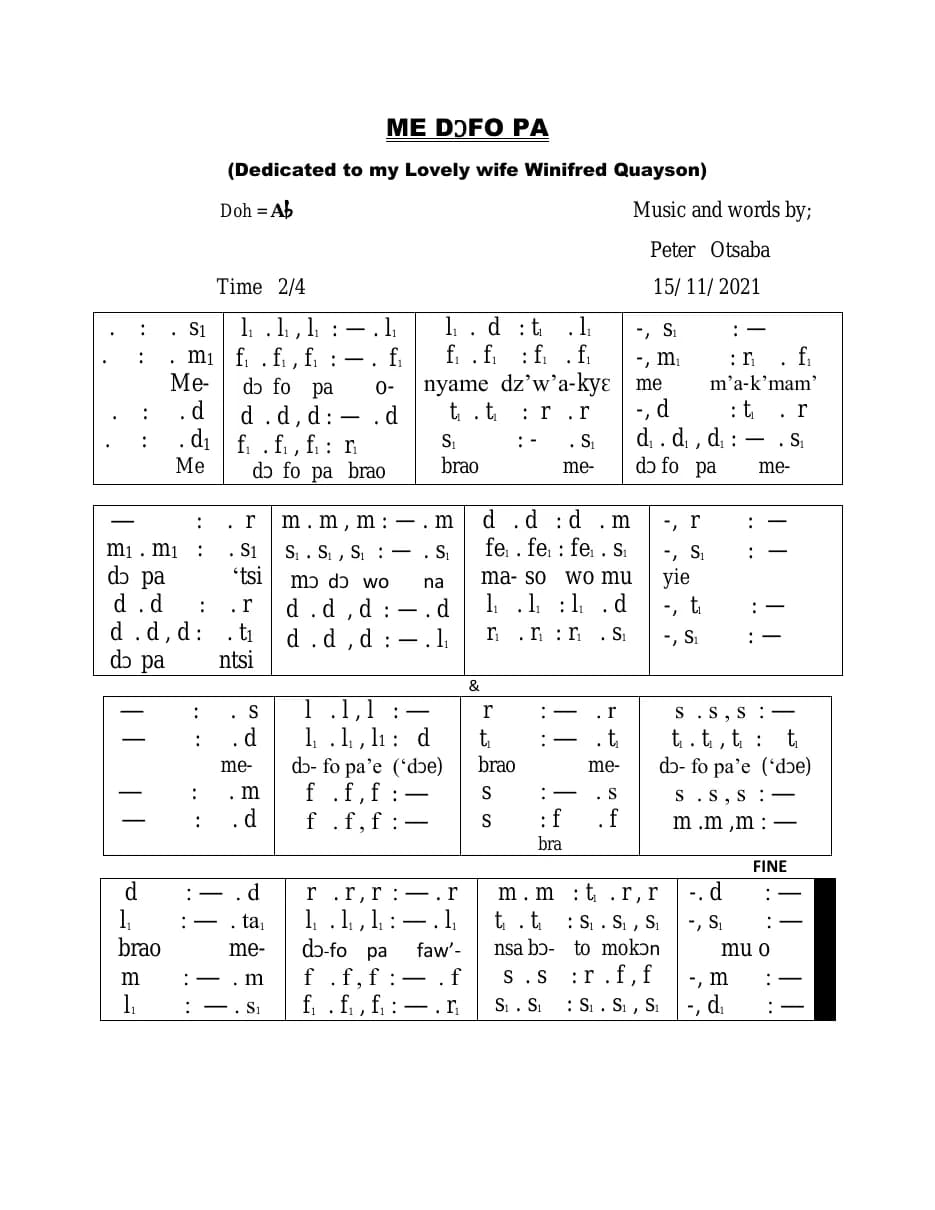 Me Dofo Pa — first page