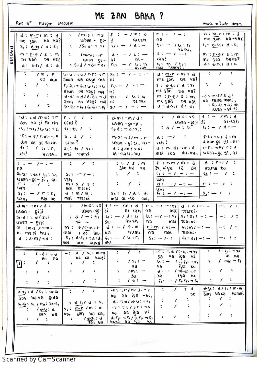 Me Zan Baka — first page