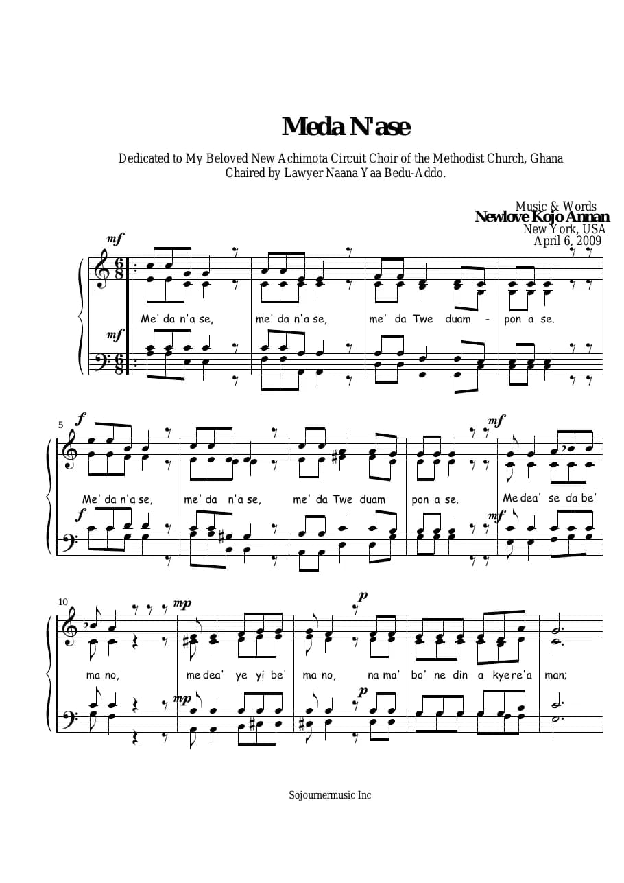 Meda Na Se Newlove Annan — first page