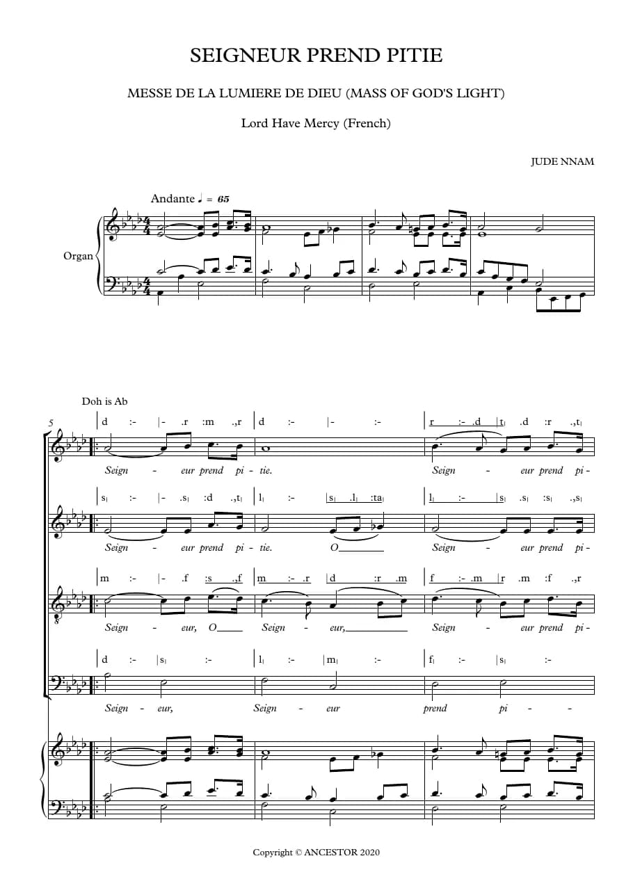 Messe de la Lumiere de Dieu - Kyrie — first page