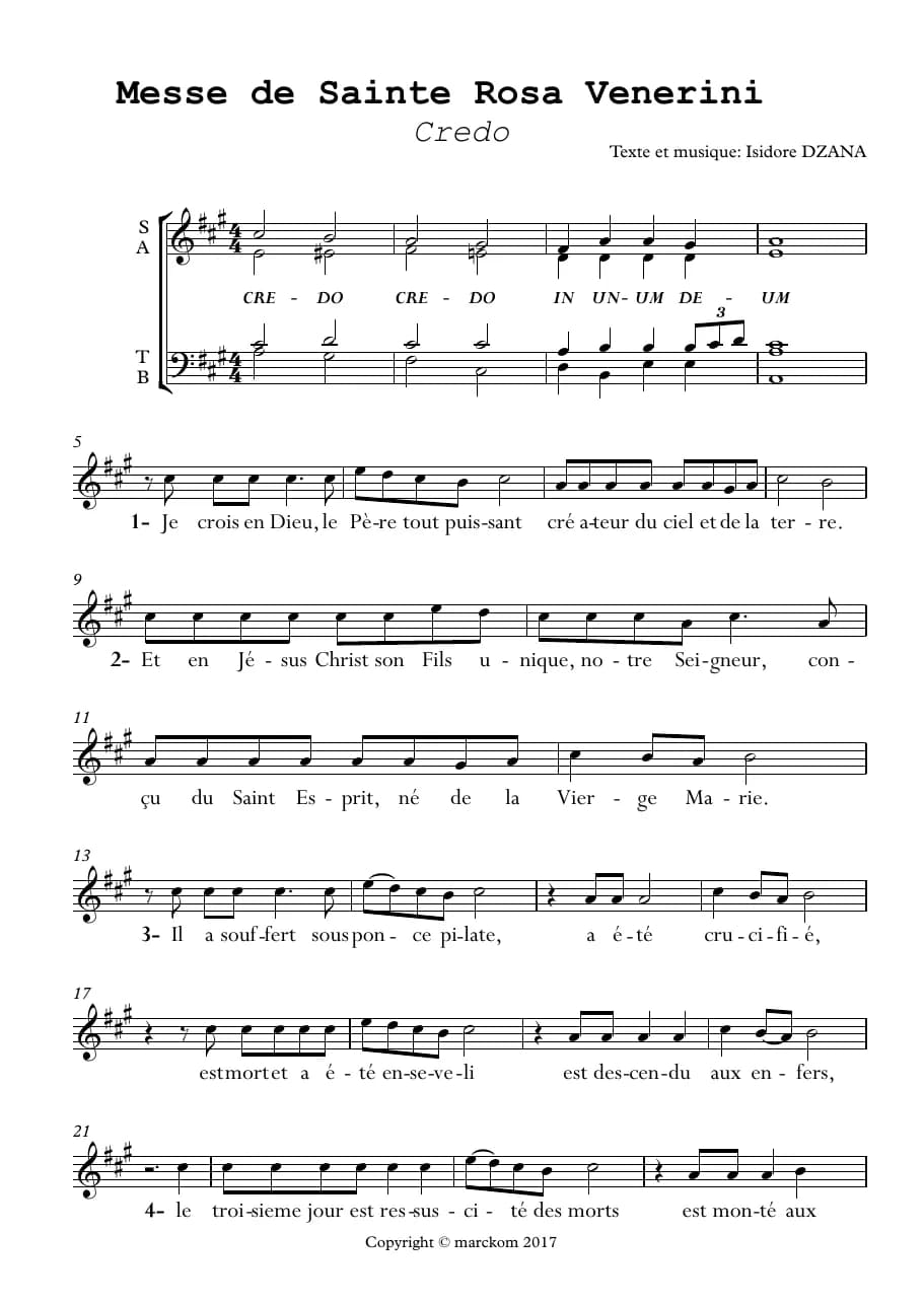 Messe de Sainte Rosa Venerini Credo - Co — first page