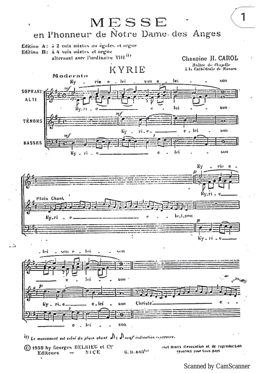 Messe des Anges — first page