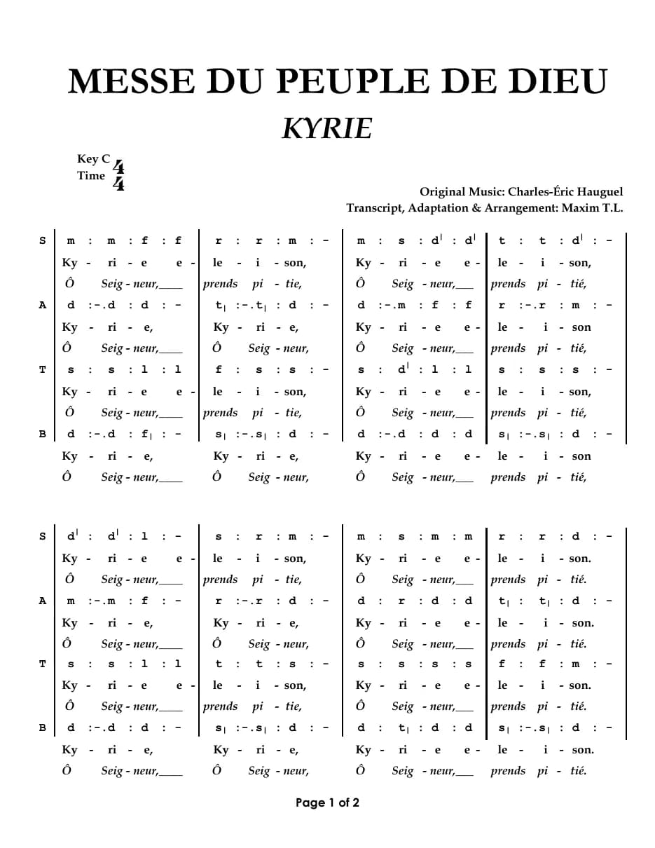 Messe du Peuple de Dieu — first page