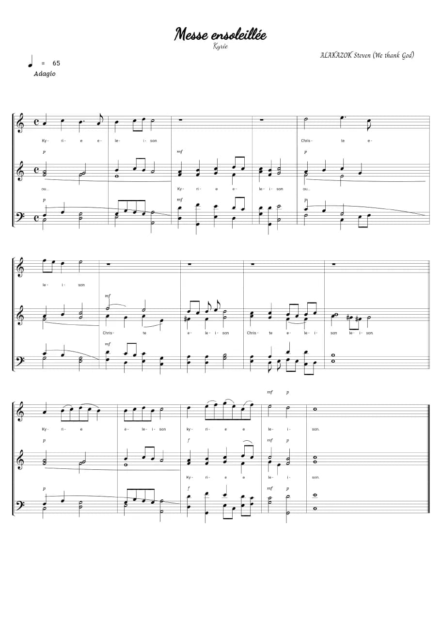 Messe Ensoleillee - Kyrie — first page