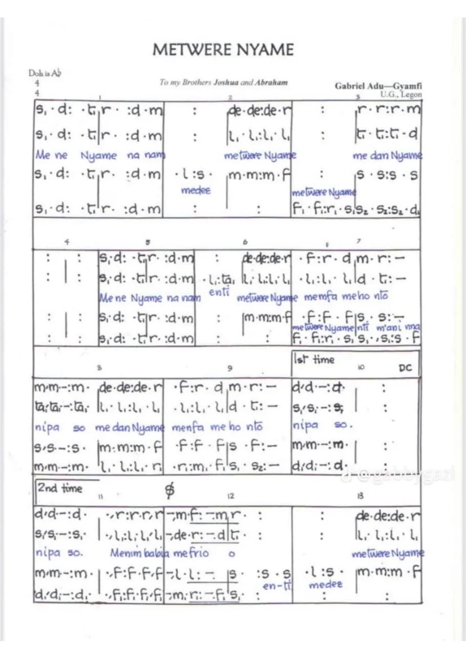 Metwere Nyame — first page