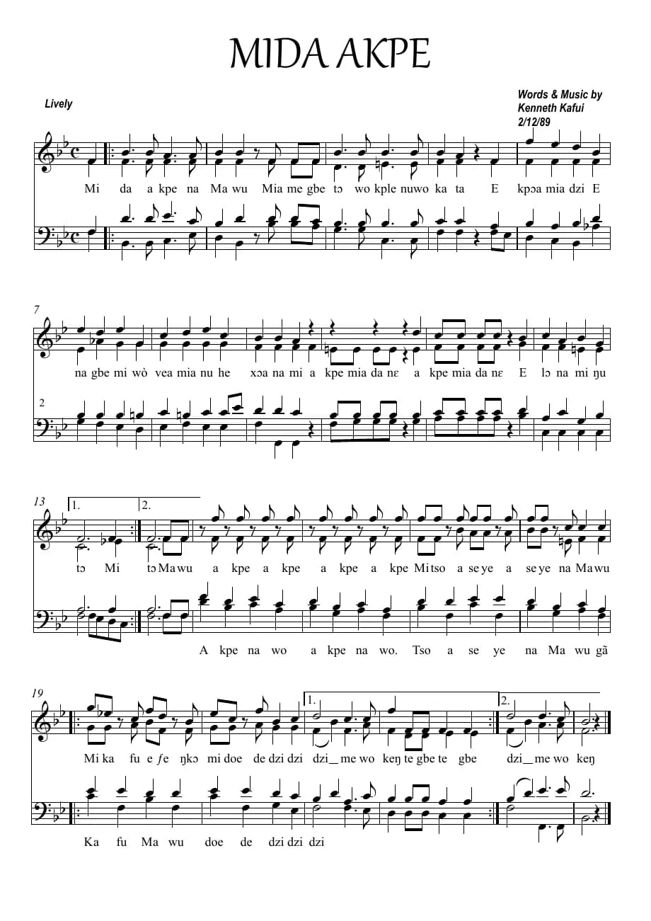 Mida Akpe Na Mawu - Kenn Kafui — first page