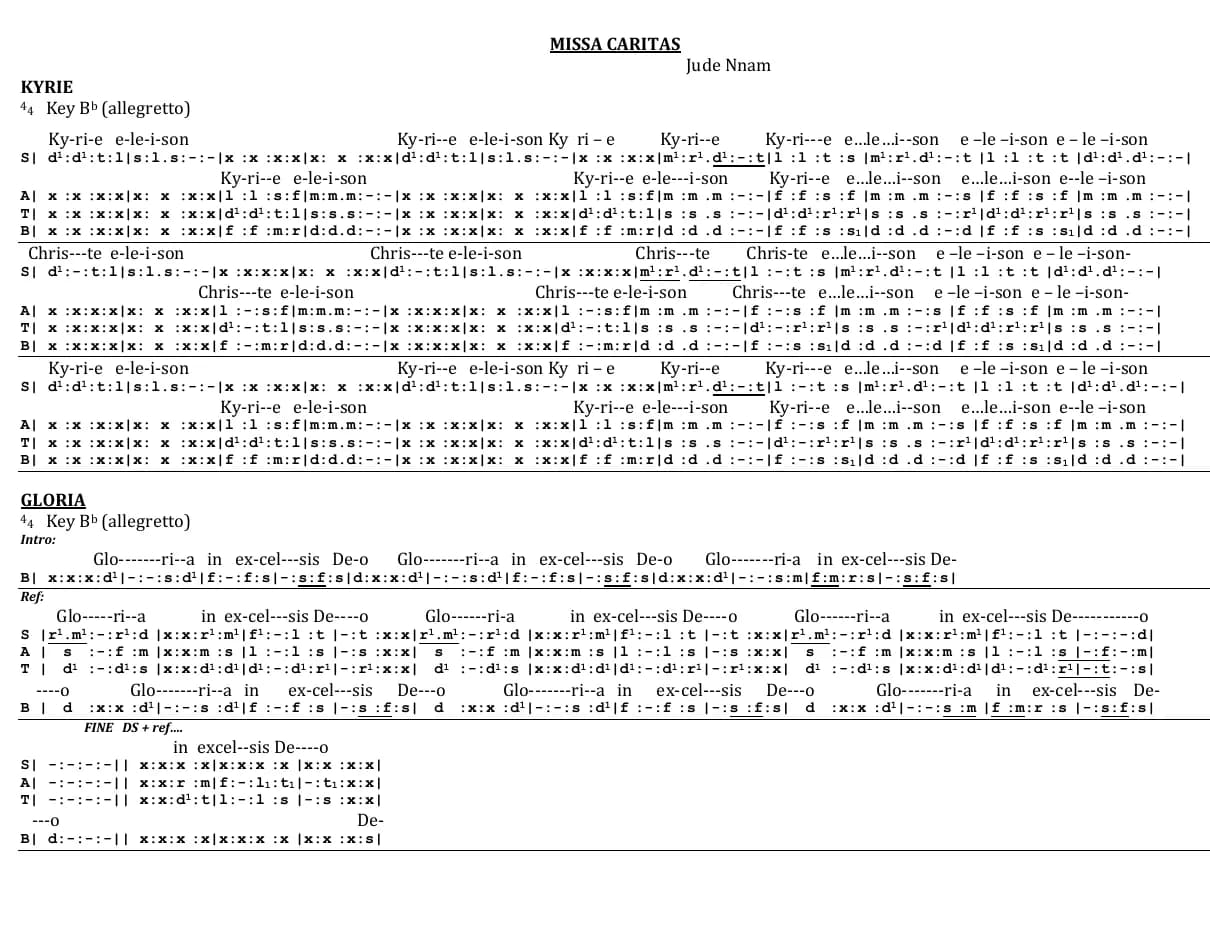 Missa Caritas — first page
