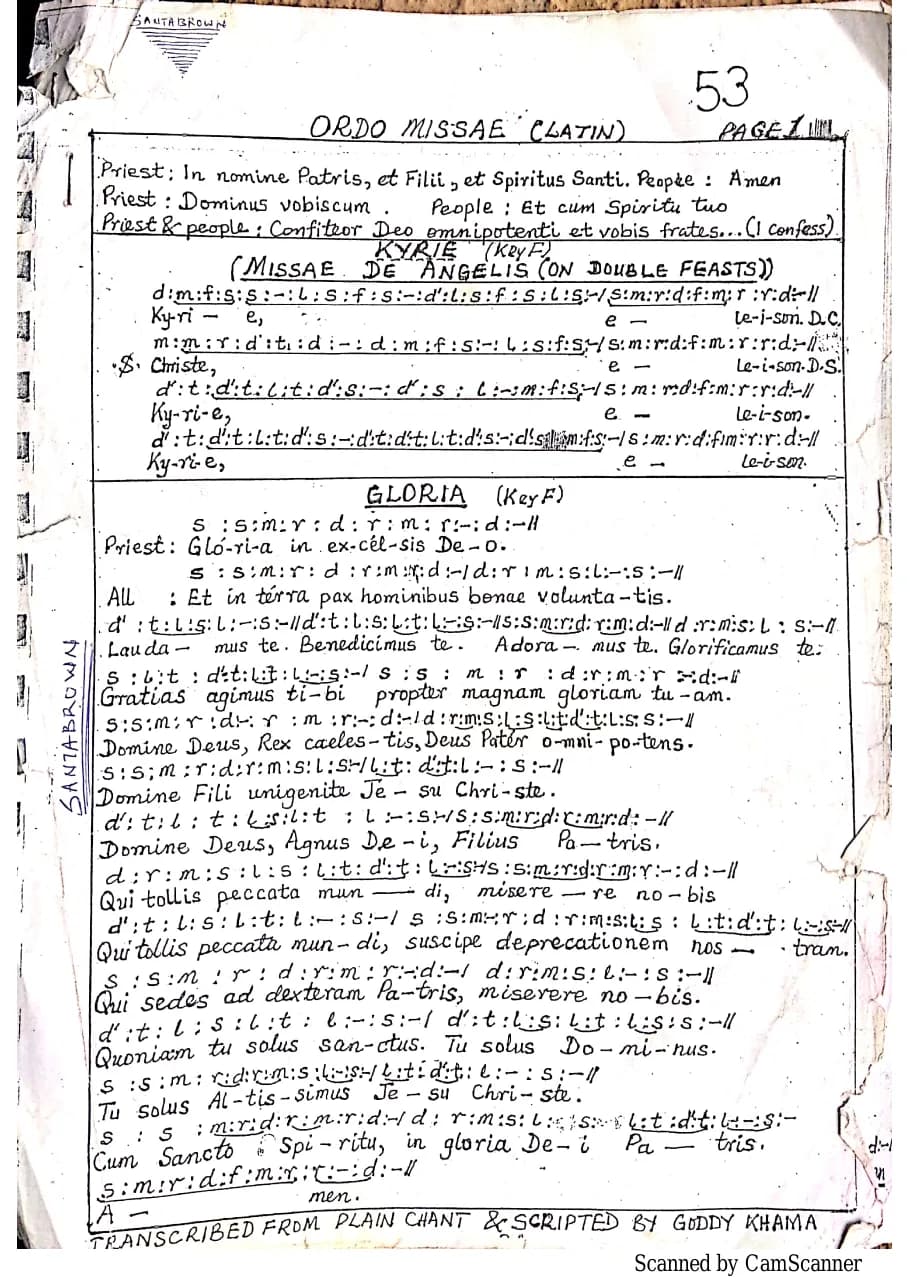 Missa de Angelis — first page