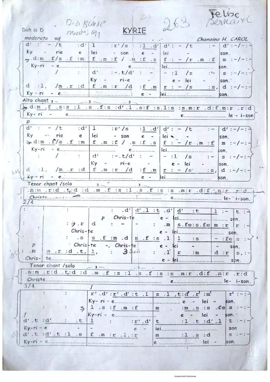 Missa de Angelis. Kyrie Harmonised — first page
