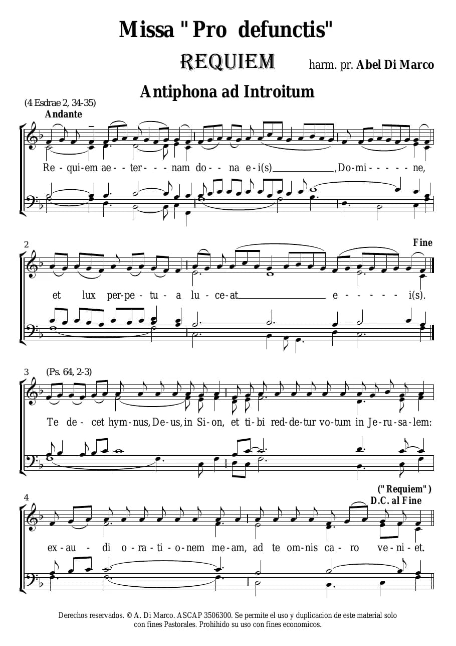 Missa Pro Defunctis Harmony Par Abel Di Marco — first page