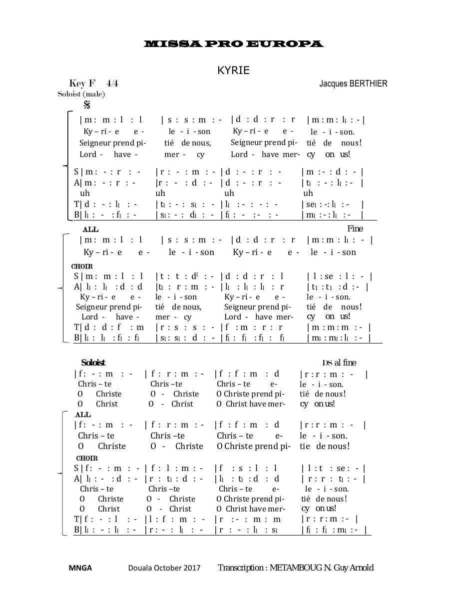 Missa Pro Europa — first page
