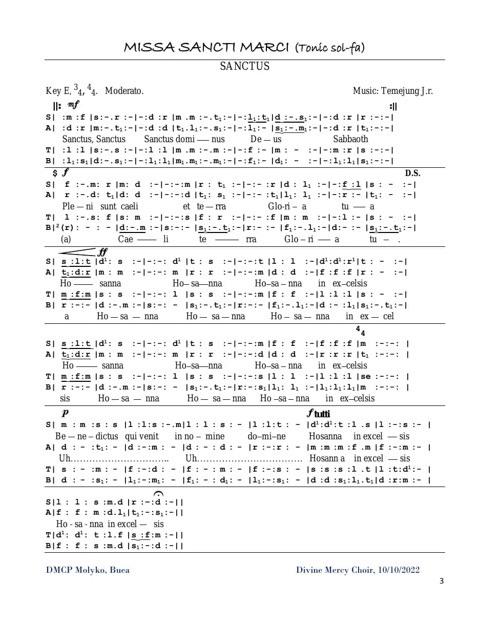 Missa Sancti Marci - Sanctus — first page