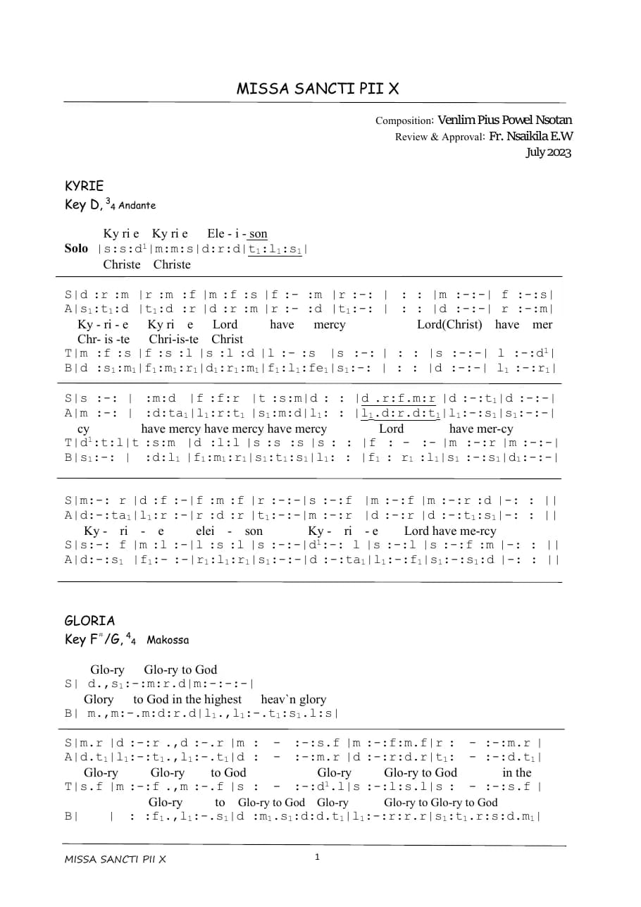 Missa Santi Pii X — first page