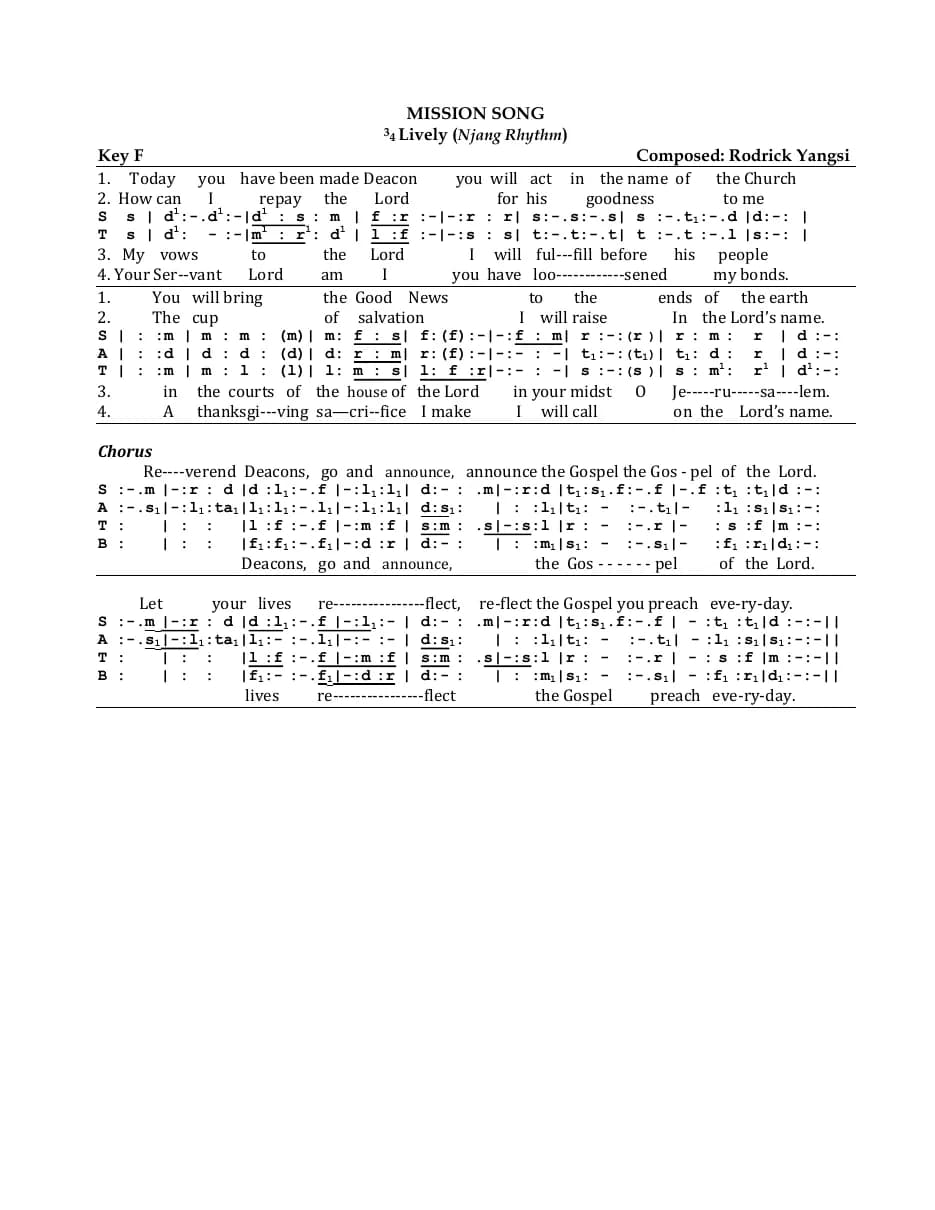 Mission Song — first page