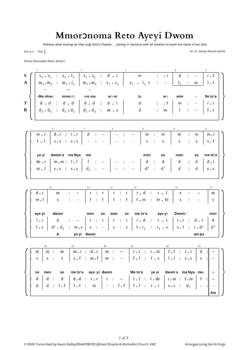Mmorɔnoma Reto Ayeyi Dwom — first page